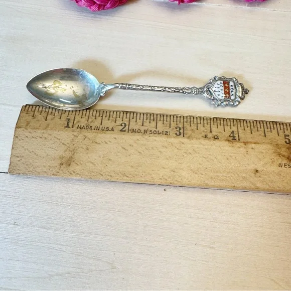 800 Silver Vintage Germany Enamel "Cologne / Köln" Coat of Arms Spoon - Picture 8 of 8